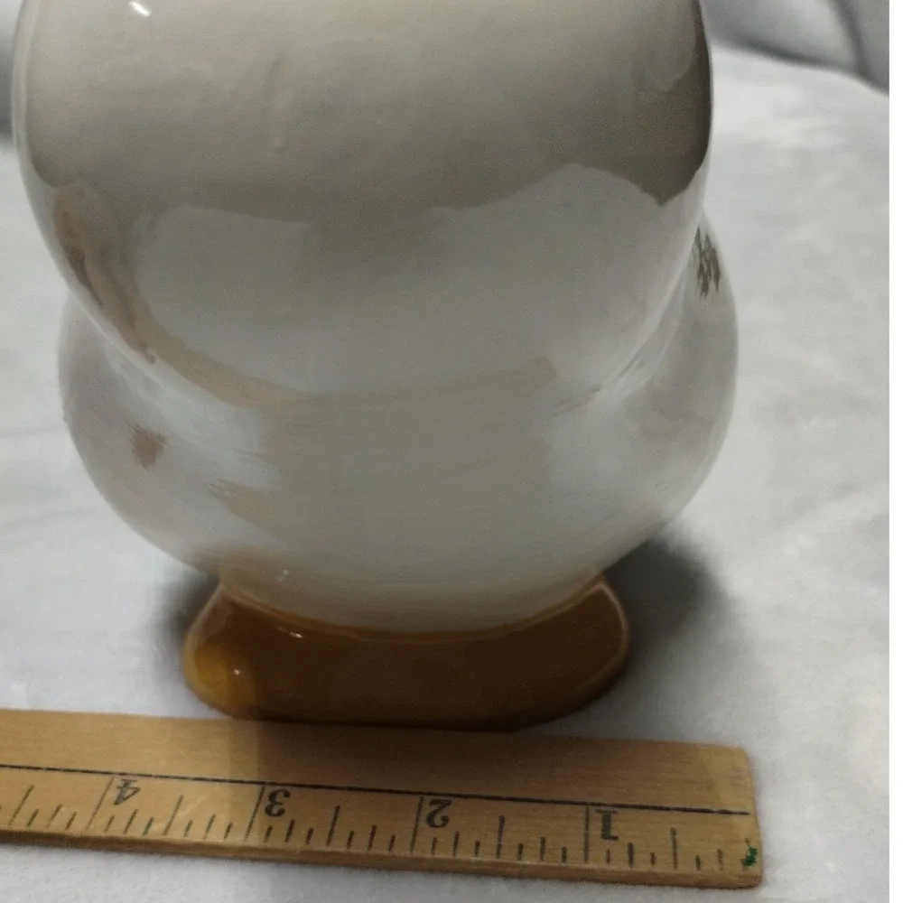 Vintage White Ceramic Duck Figurine Glossy Hand Painted Farmhouse Decor 8.5 Inch